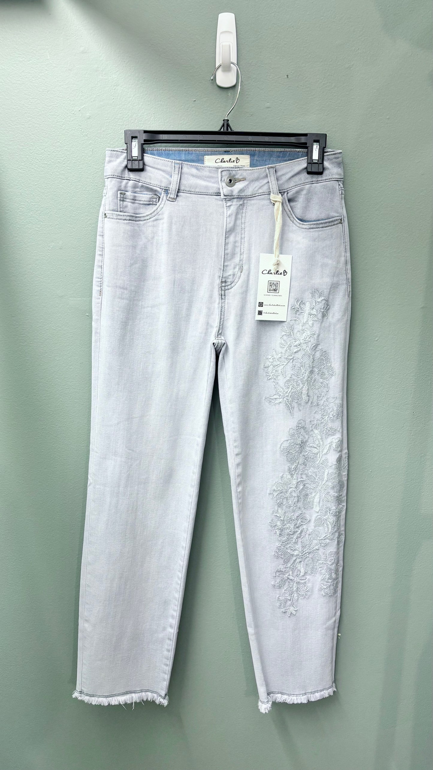 Charlie B Light Wash Embroidered Jean