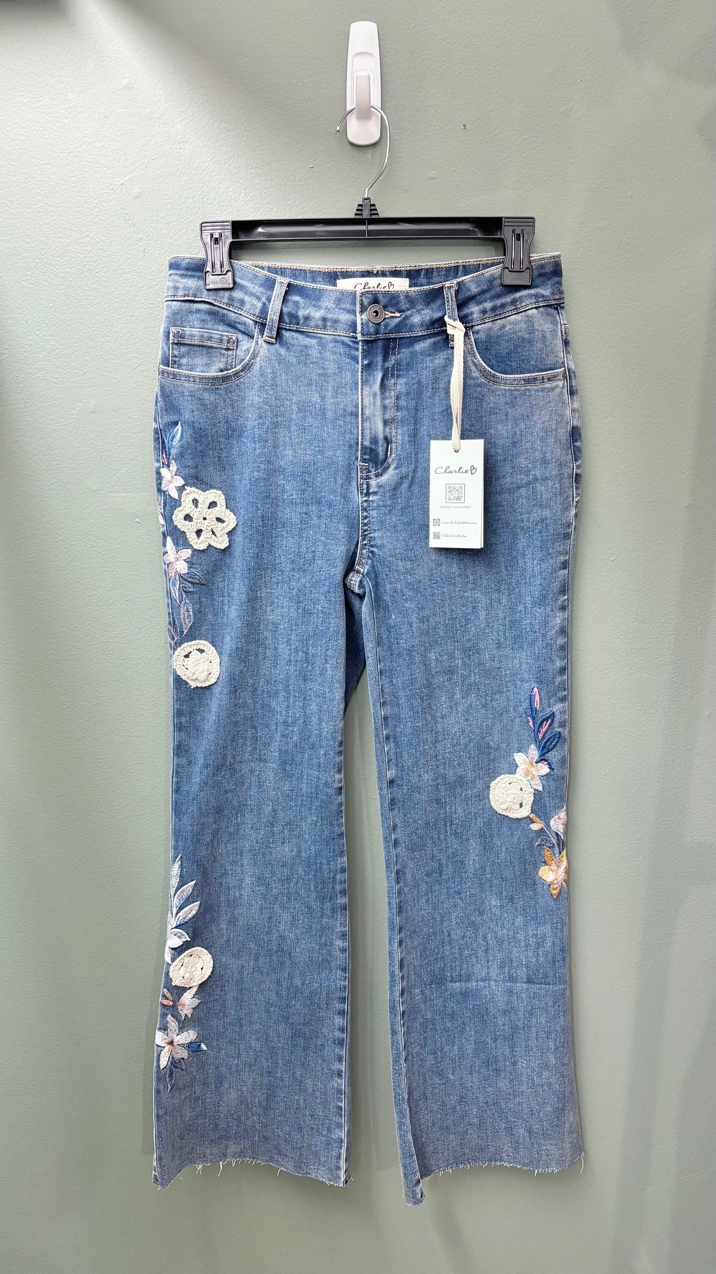 Charlie B Embroidered Crochet Jean
