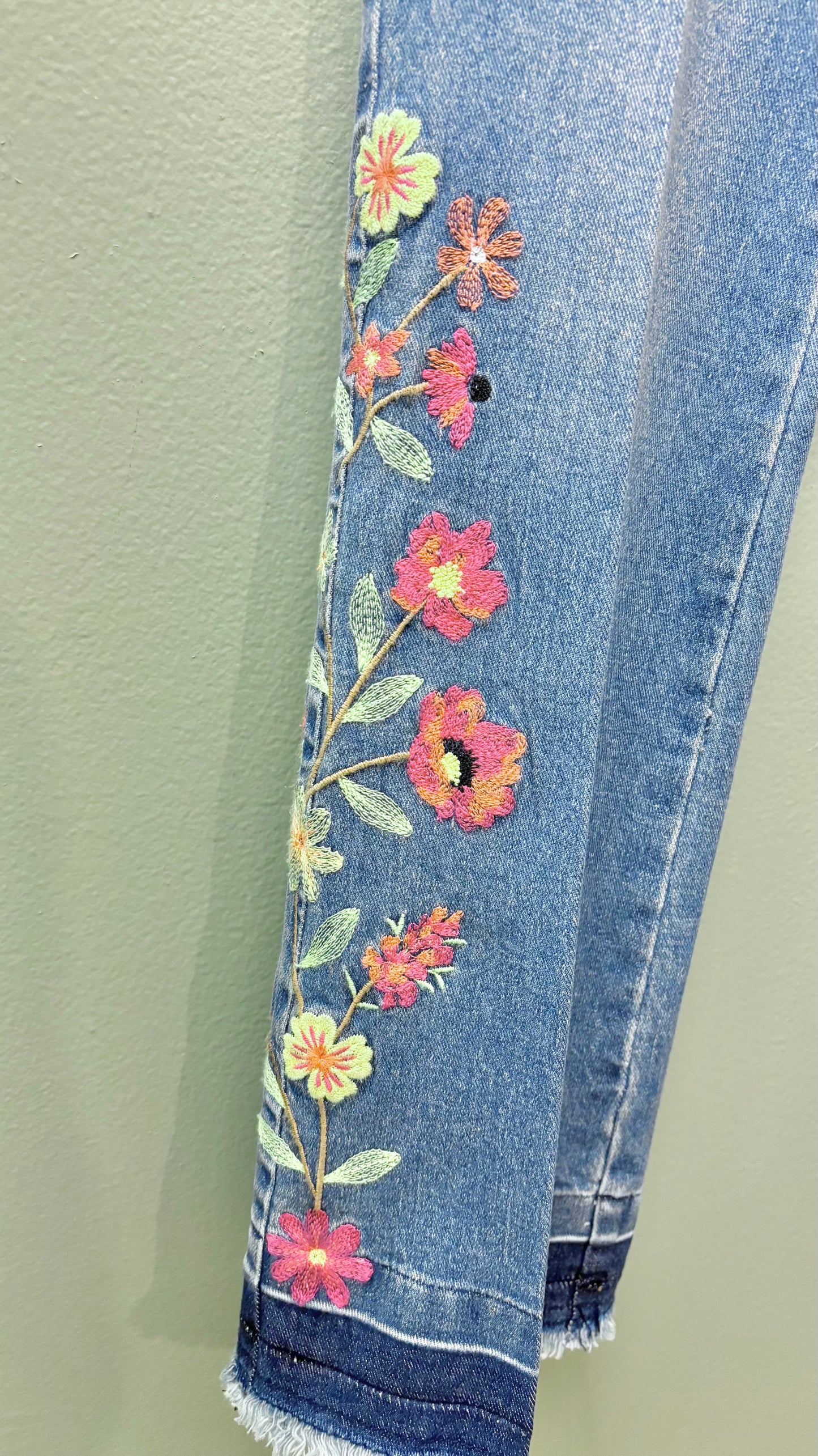 Multiples Dark Wash Embroidered Jeans