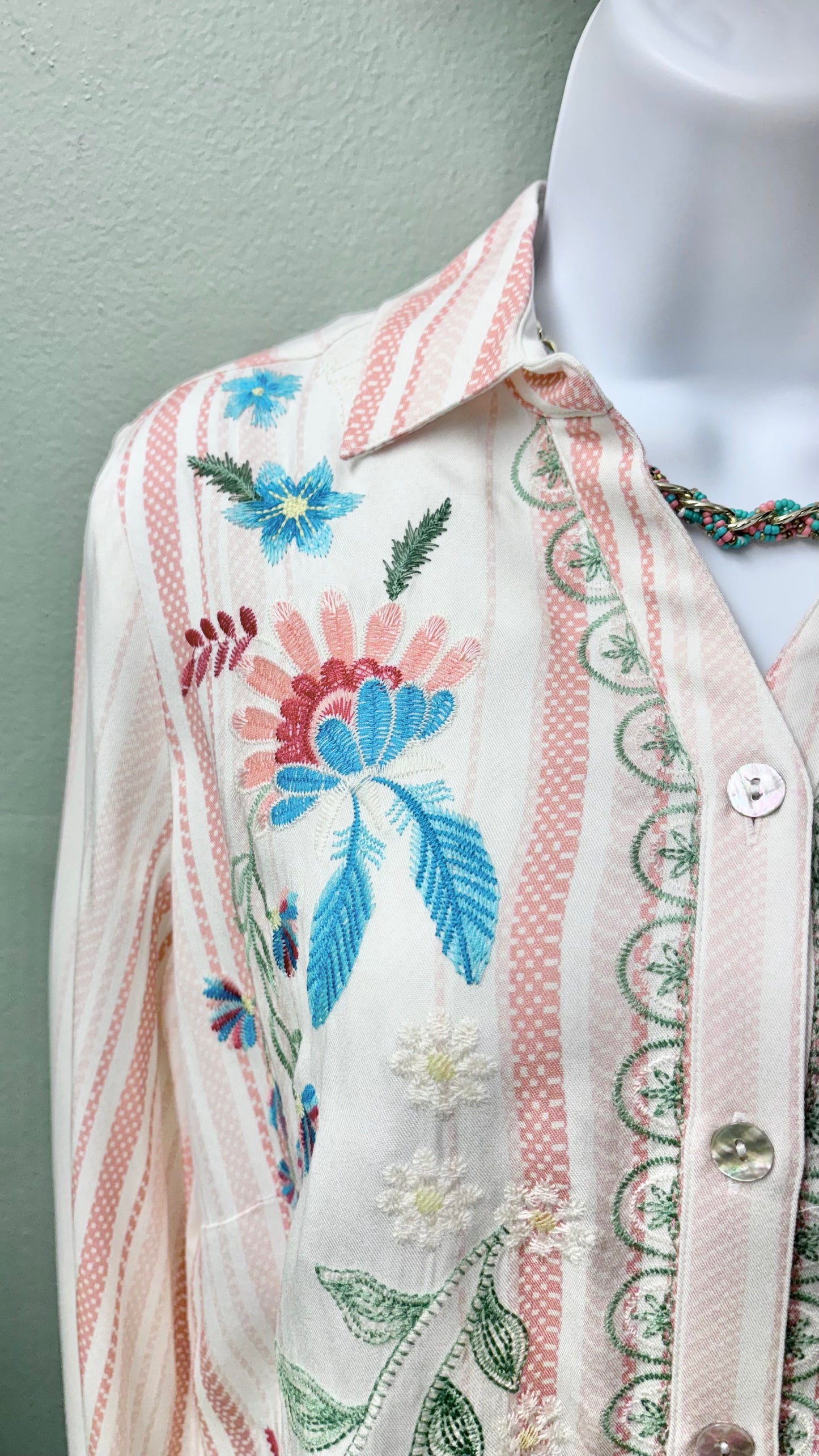 Tru Luxe Embroidered Button Up Top