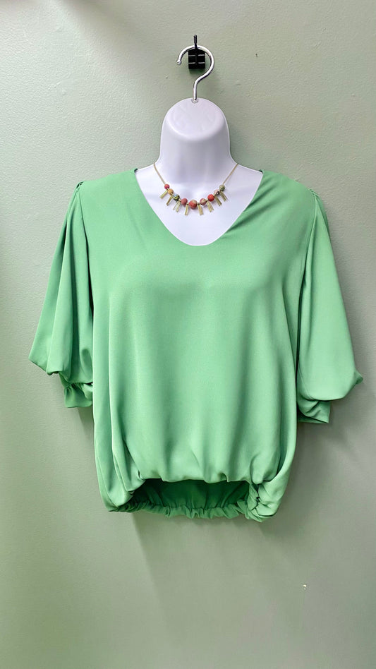 Karen Kane Green Puff Sleeve Top