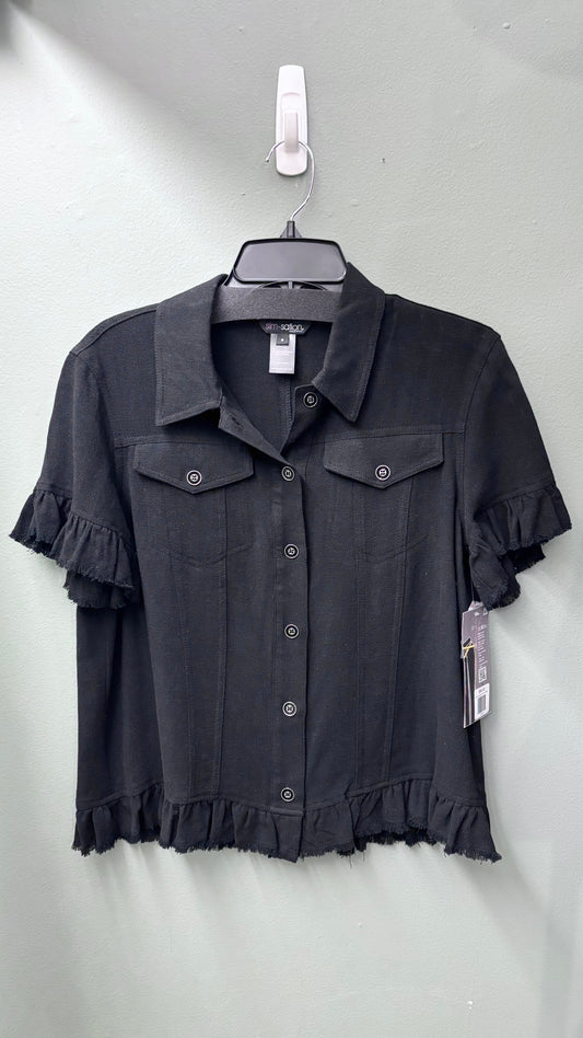 Multiples Black Short Sleeve Jean Jacket