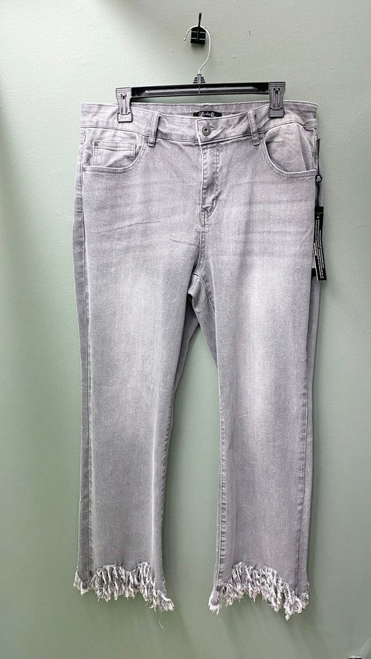 Charlie B Grey Fringed Hem Jean