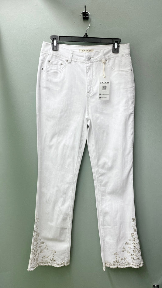 Charlie B Embroidered White Jean