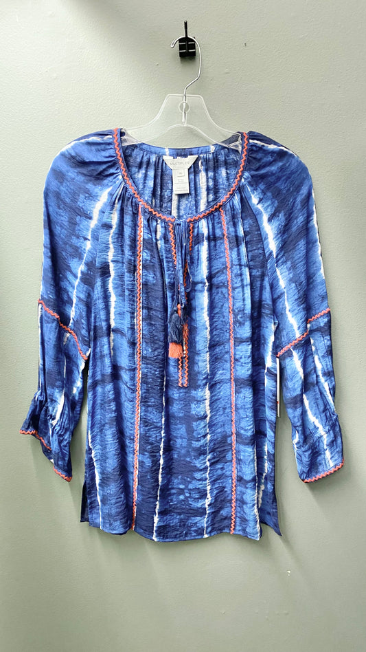Clearance - XS - Multiples Blue with Tie-Neck