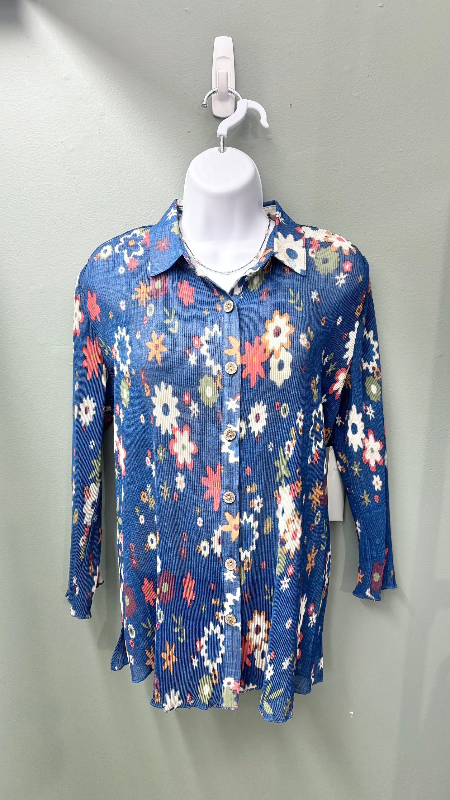 Multiples Pleated Patterned Top