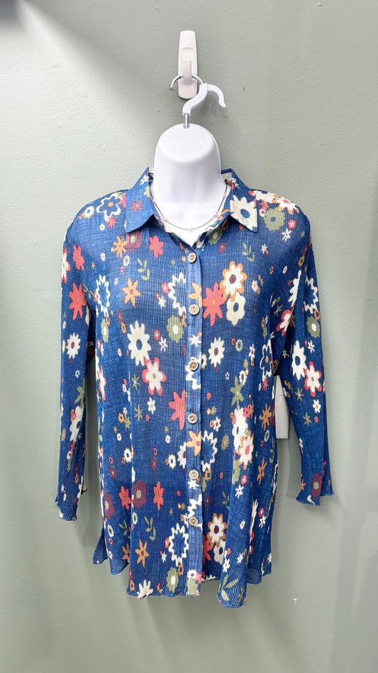 Multiples Pleated Patterned Top