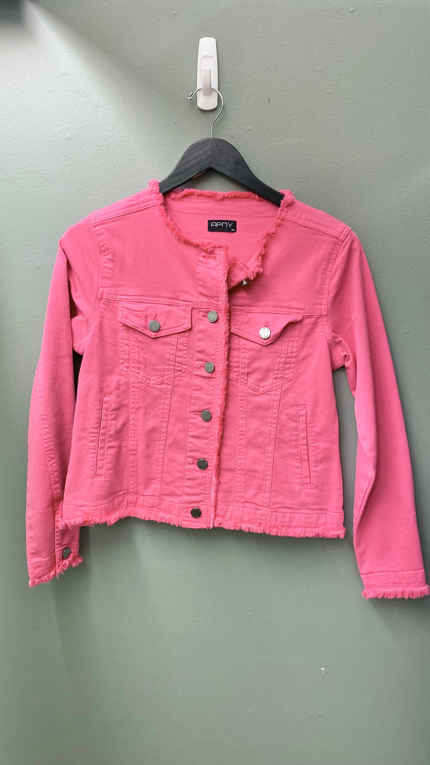 APNY Collarless Pink Denim Jacket