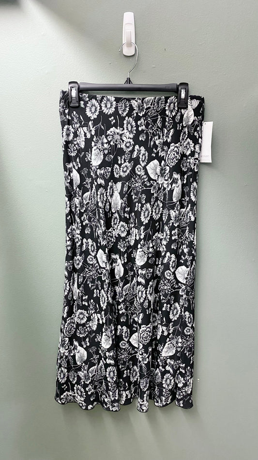 Karen Kane Black Floral Bias Cut Skirt