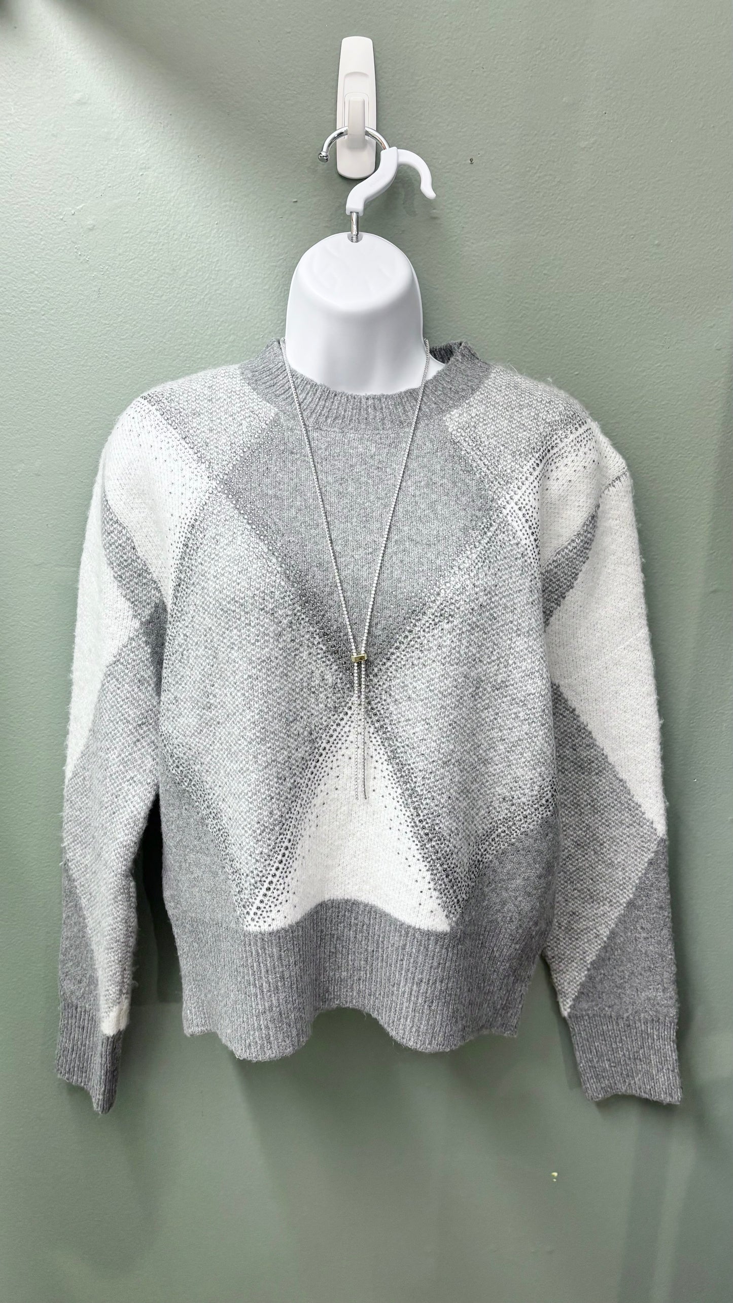 Rain + Rose Grey Studded Sweater