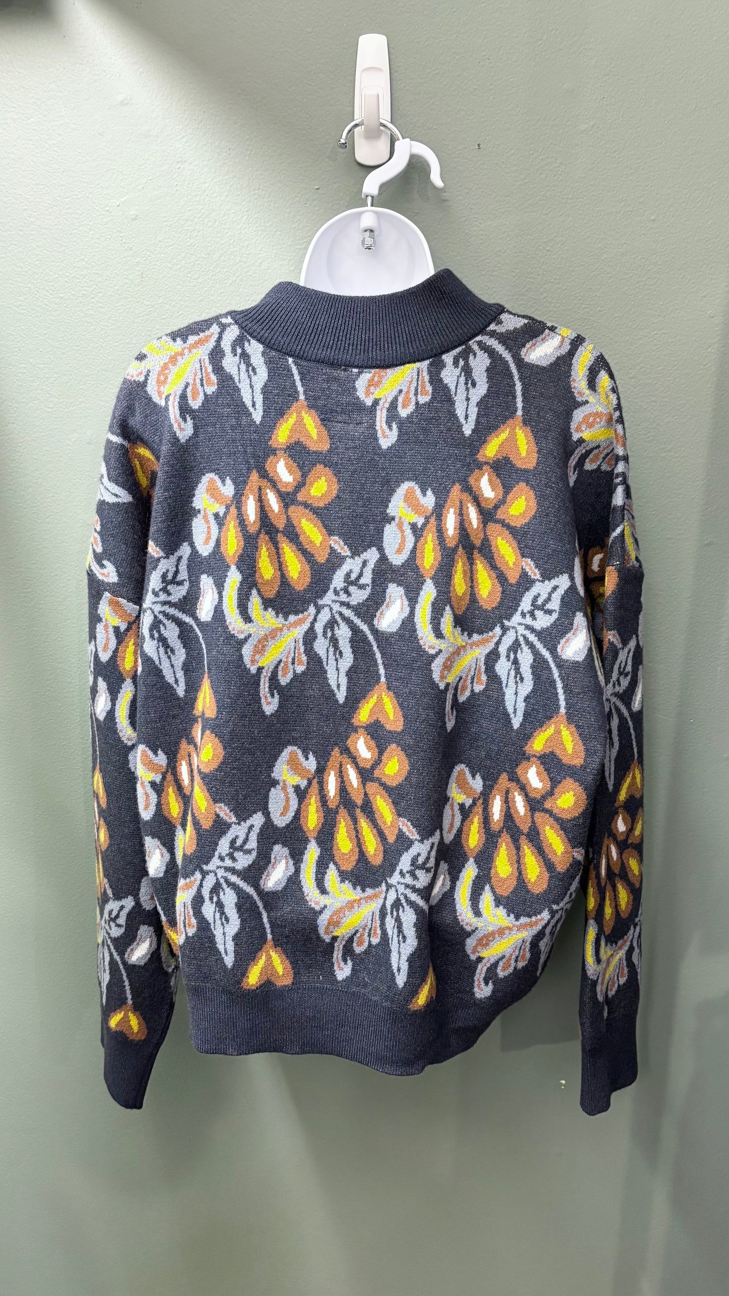 Rain + Rose Partial Zip Patterned Sweater