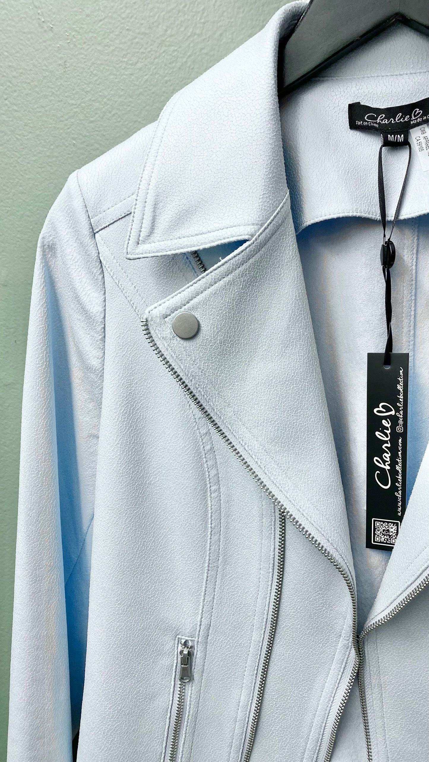 Charlie B Moto Jacket - Sky Blue