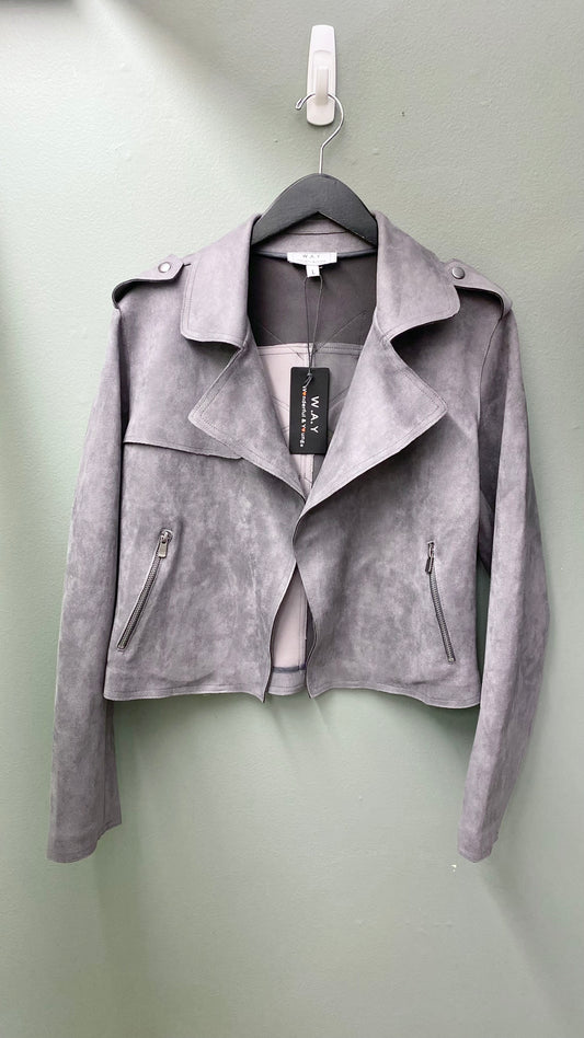 WAY Grey with Star Back Suede Jacket