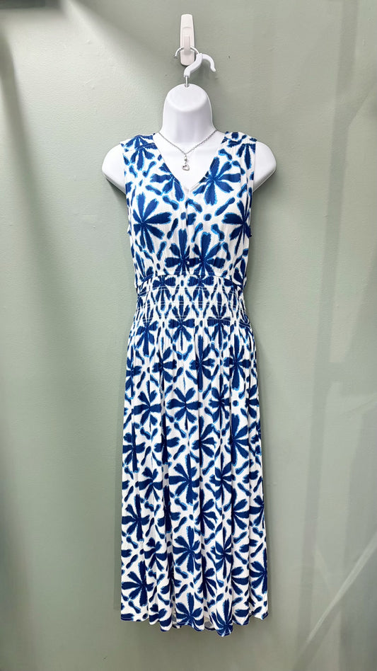 Charlie B Blue Floral Sleeveless Dress