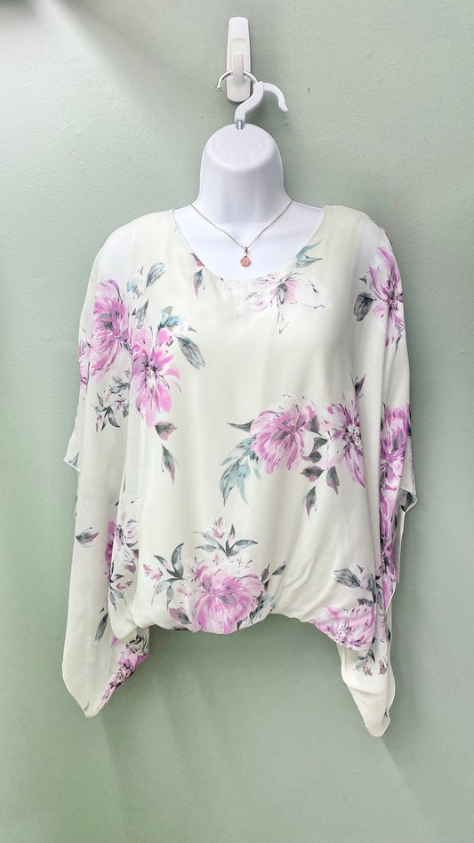 Karen Kane Butterfly Sleeve Floral Top