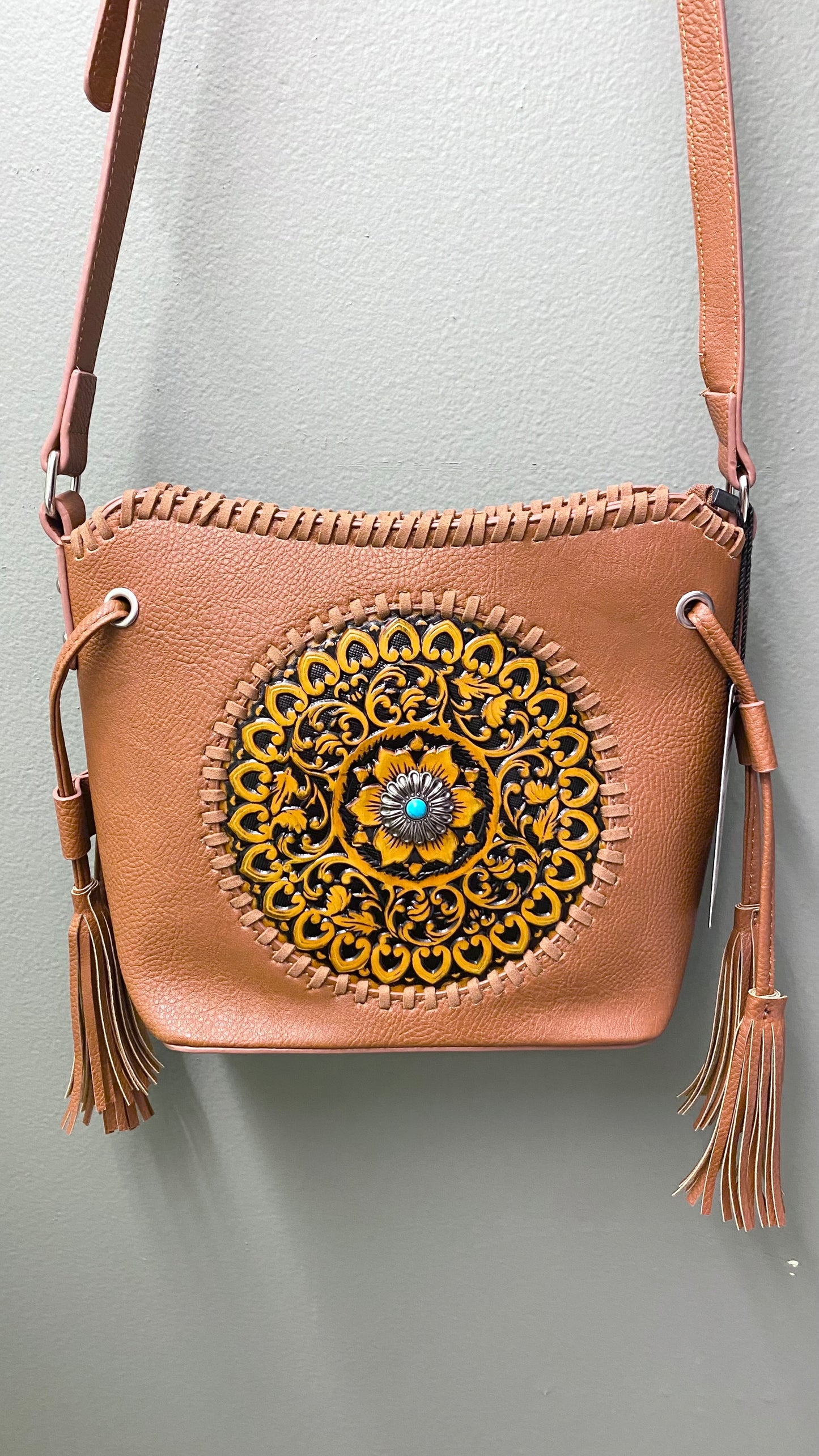 MC Bohemian Tooled Crossbody Purse