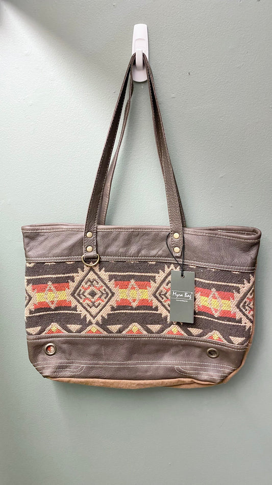 Myra Bag Patterned Panel Small Tote