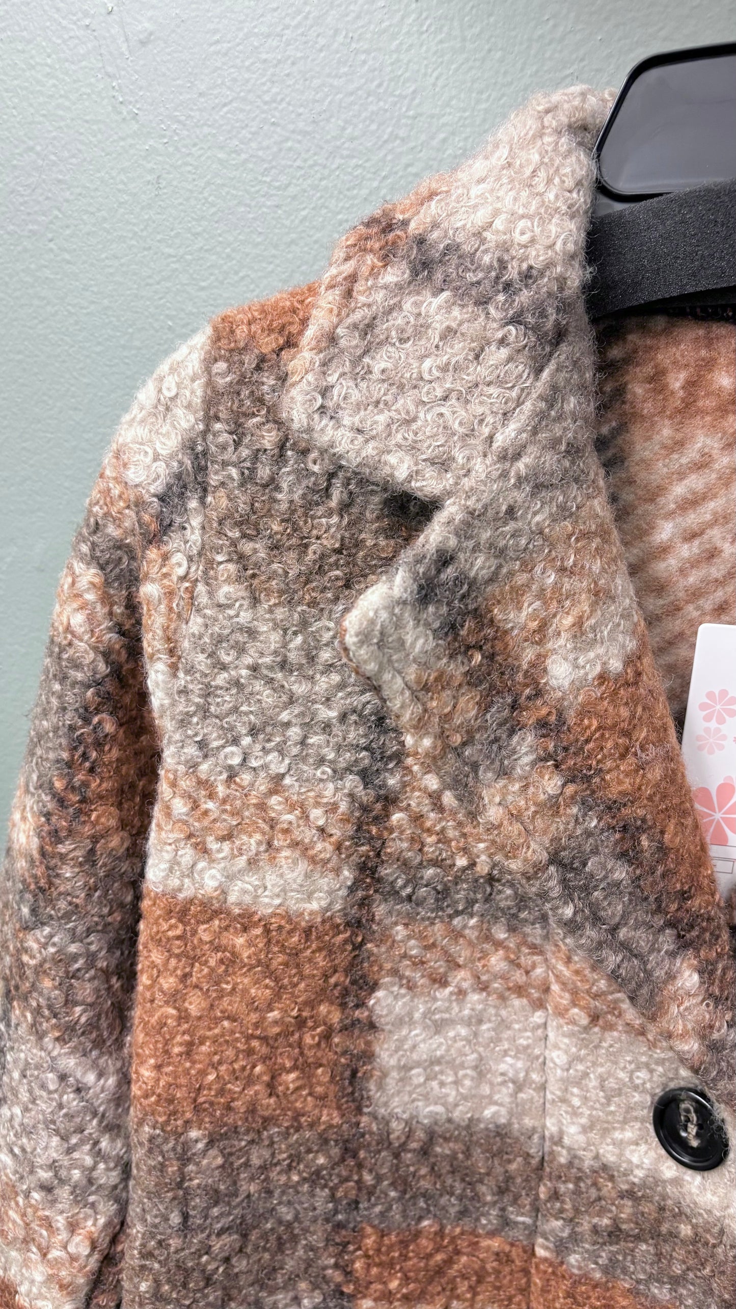 * Kamana Boucle Brown Plaid Coat