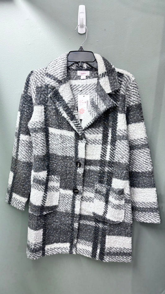 * Kamana Boucle Black and White Plaid Coat