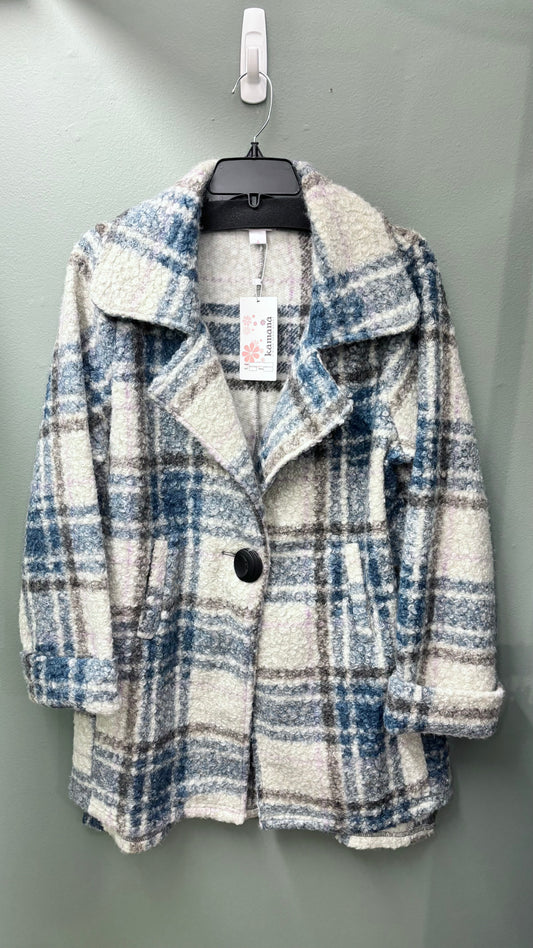 * Kamana Boucle Blue Plaid Coat