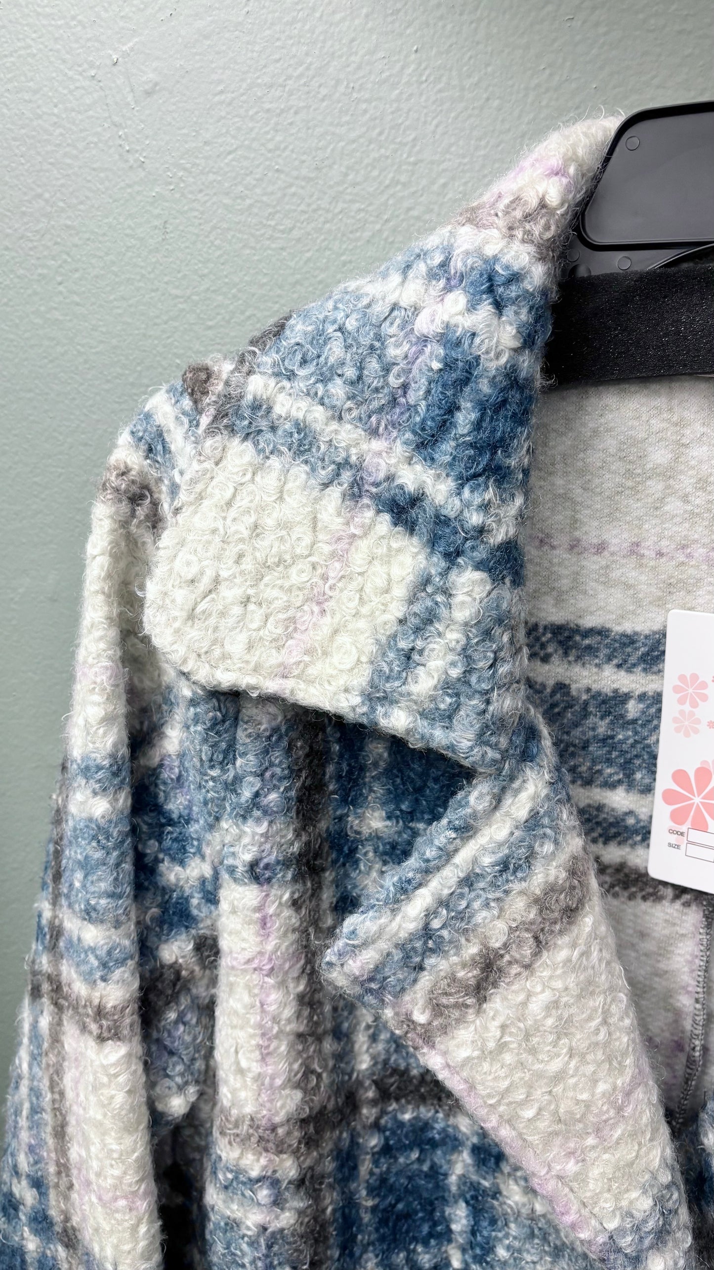 * Kamana Boucle Blue Plaid Coat