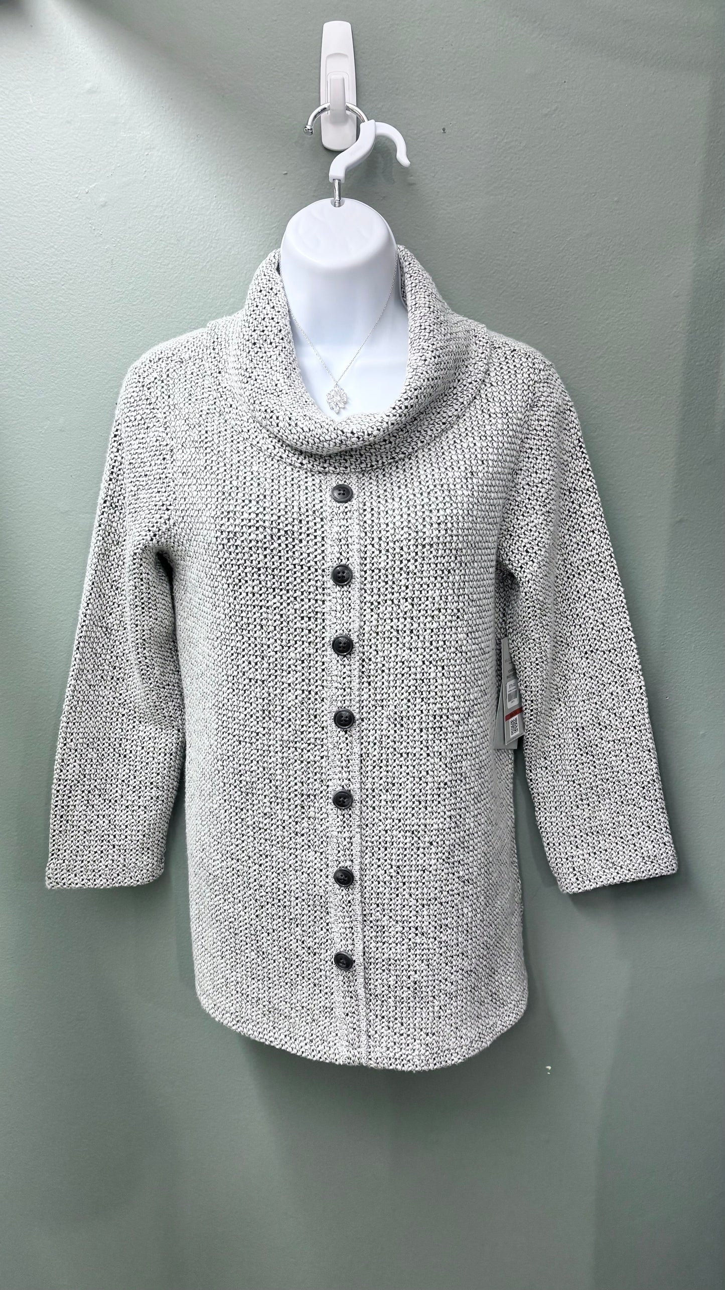 * Multiples Cowl Neck Salt and Pepper Top