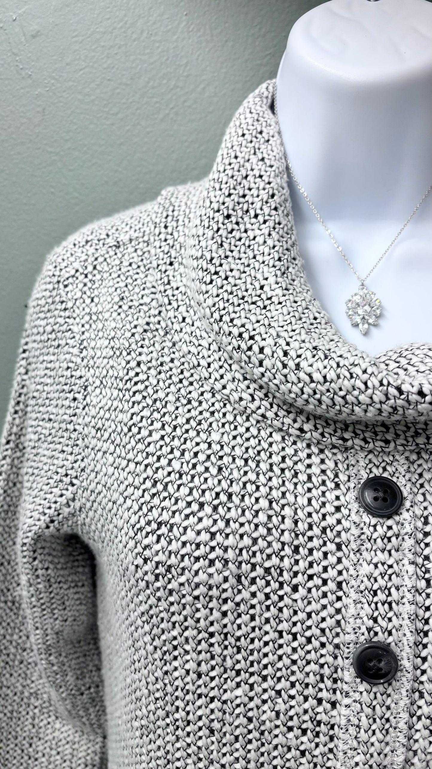 * Multiples Cowl Neck Salt and Pepper Top