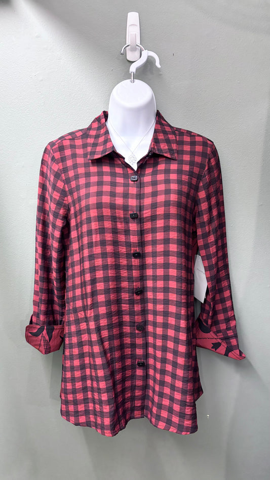 Multiples Red Plaid/Floral Top