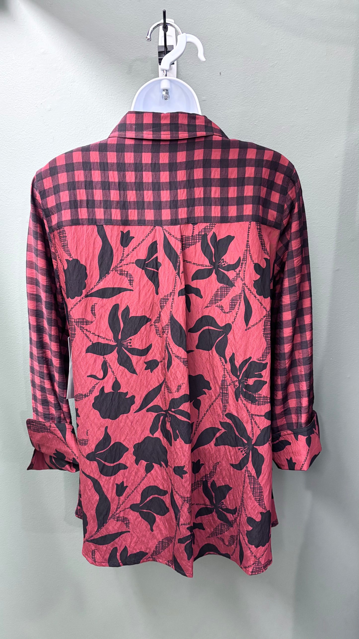 Multiples Red Plaid/Floral Top