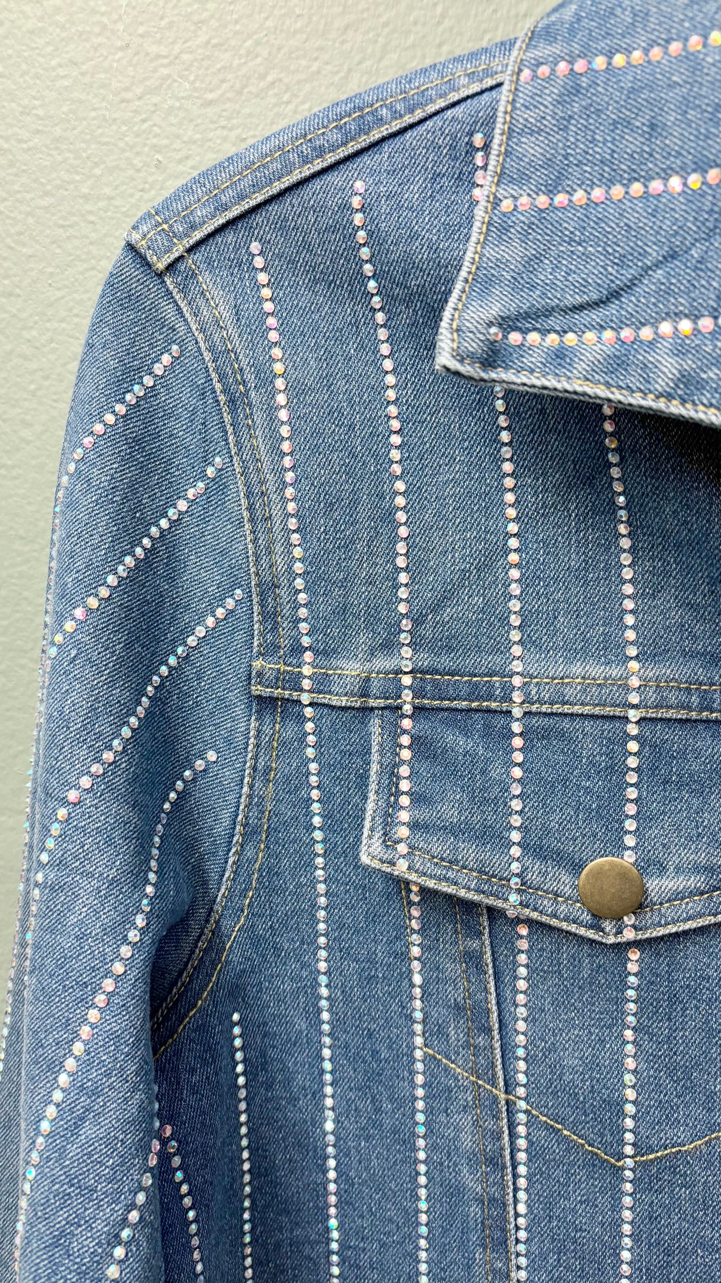 * Multiples Rhinestone Denim Jacket