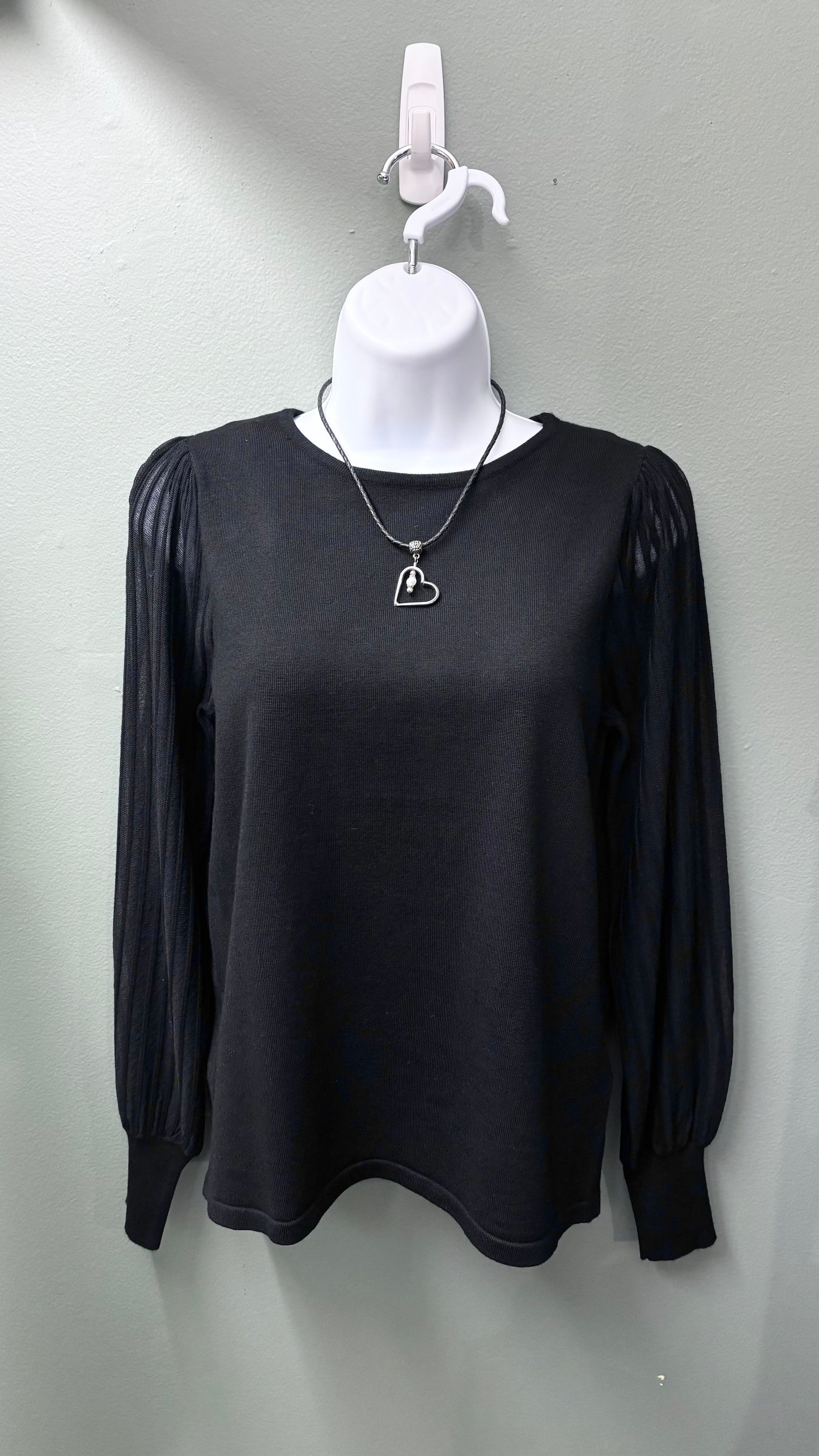 * Sunday Black Top with Accent Sleeves