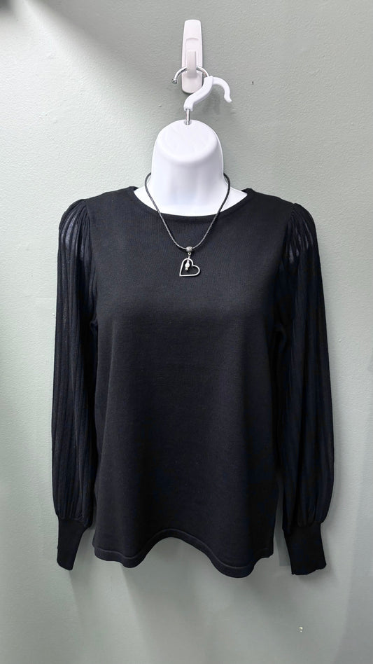 * Sunday Black Top with Accent Sleeves