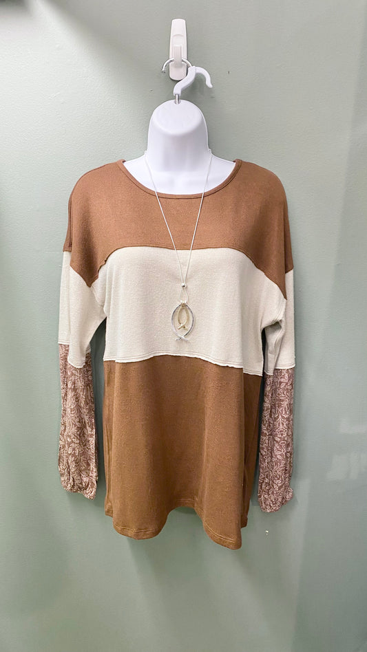 Doe and Rae Colorblock Knit Top
