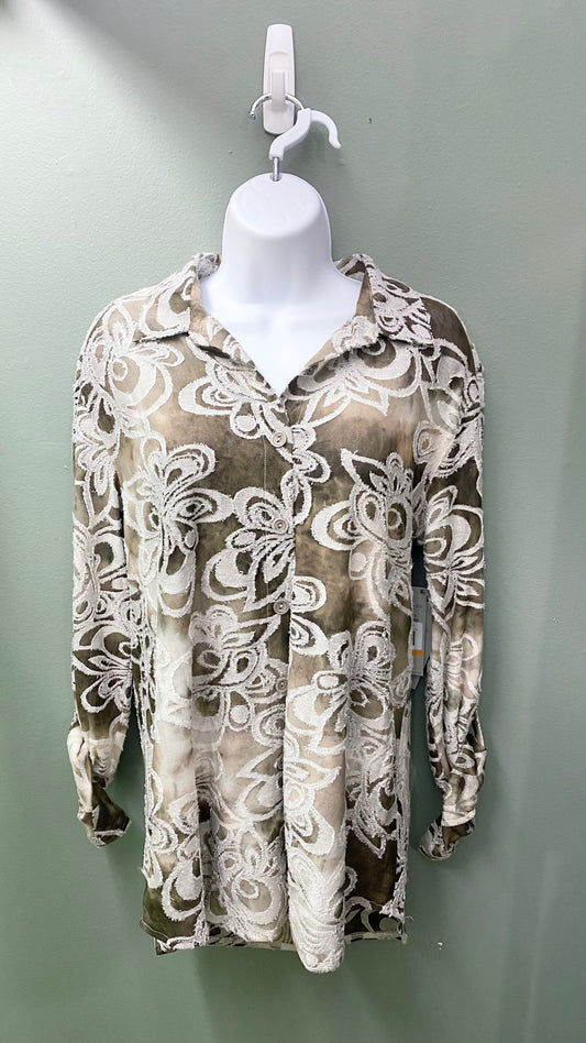 Multiples Burnout Style Buttoned Top