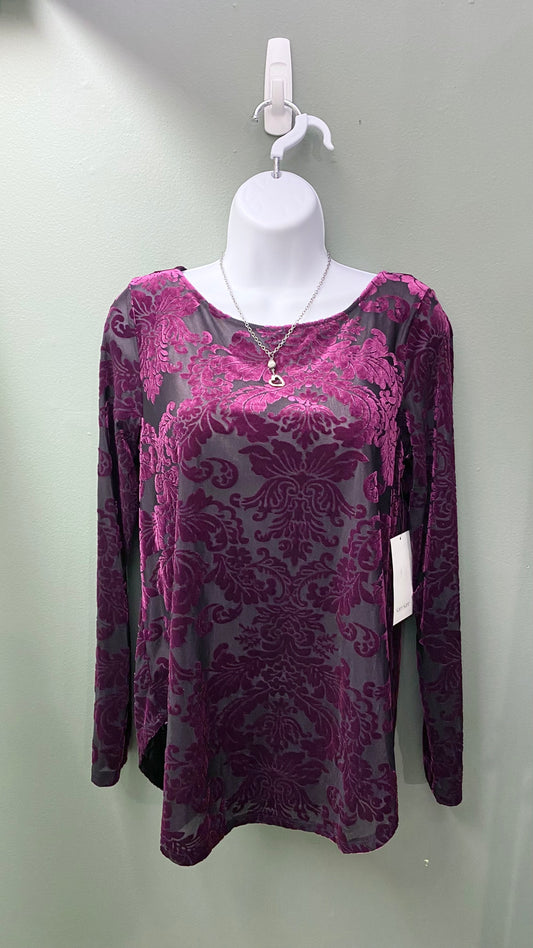 Karen Kane Burgundy Burnout Top