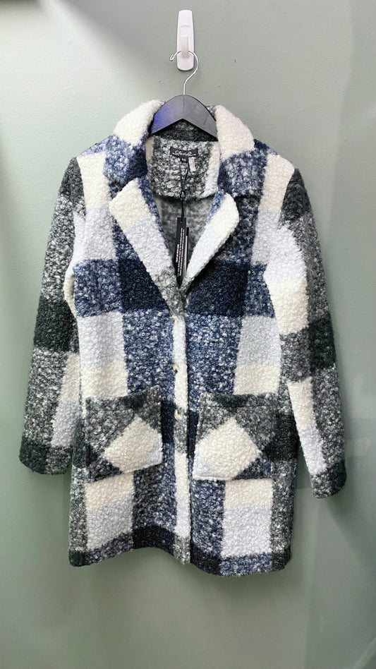 Charlie B Blue and Grey Boucle Coat