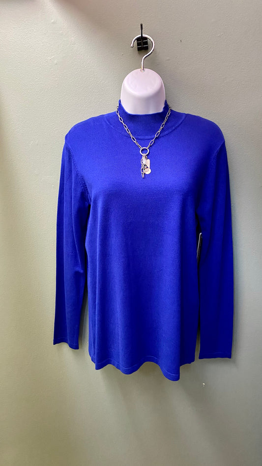 Multiples Blue Mock Neck Sweater