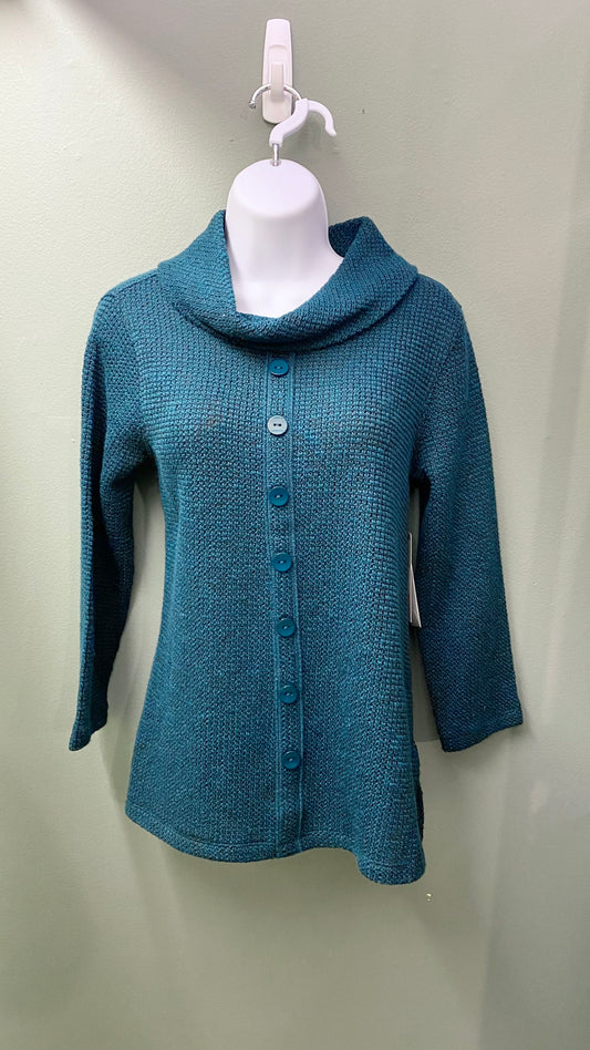 Multiples Teal Cowl Neck Top