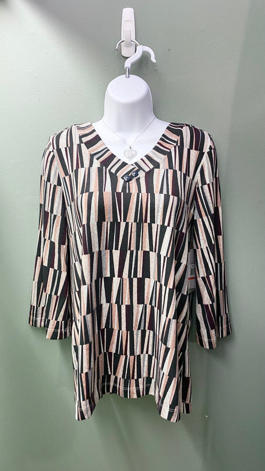 Clearance - Multiples V-Neck Patterned