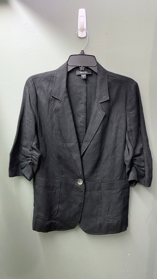 Karen Kane Black Ruched Sleeve Jacket Top