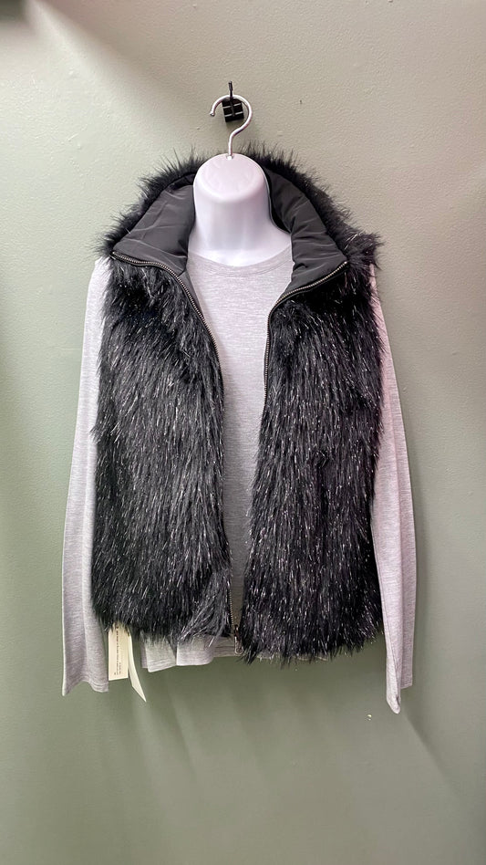 Clearance - Dylan Metallic Fur   - Black / Blush