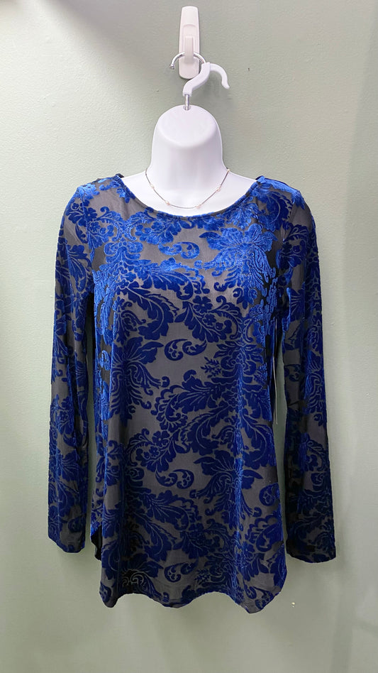 Karen Kane Blue Burnout Top