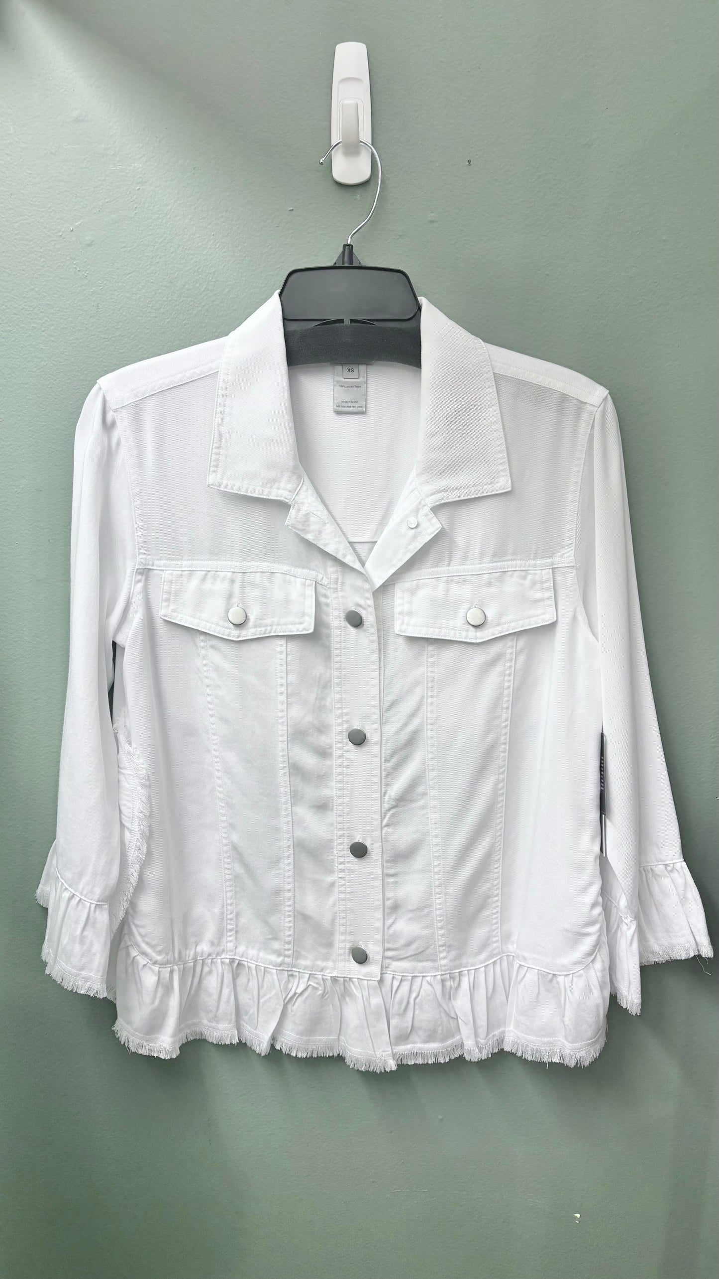 * Multiples White Ruffle Jacket Top