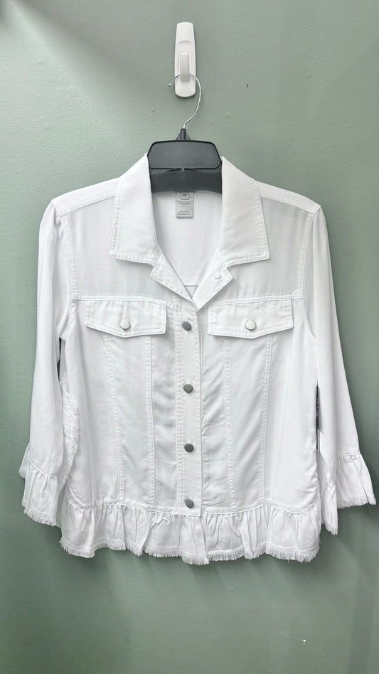* Multiples White Ruffle Jacket Top