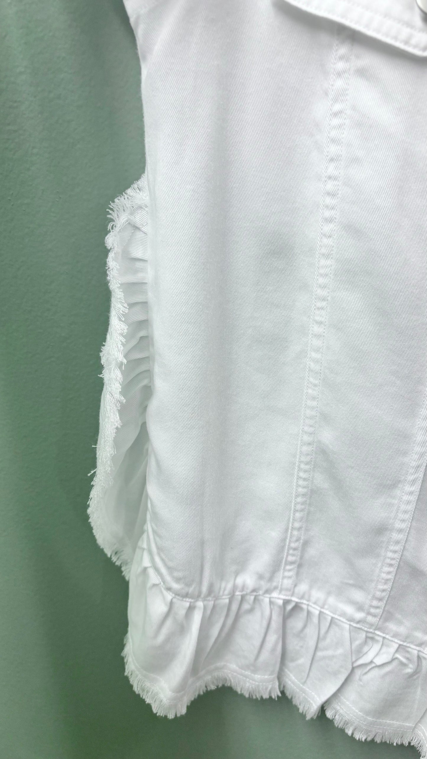 * Multiples White Ruffle Jacket Top