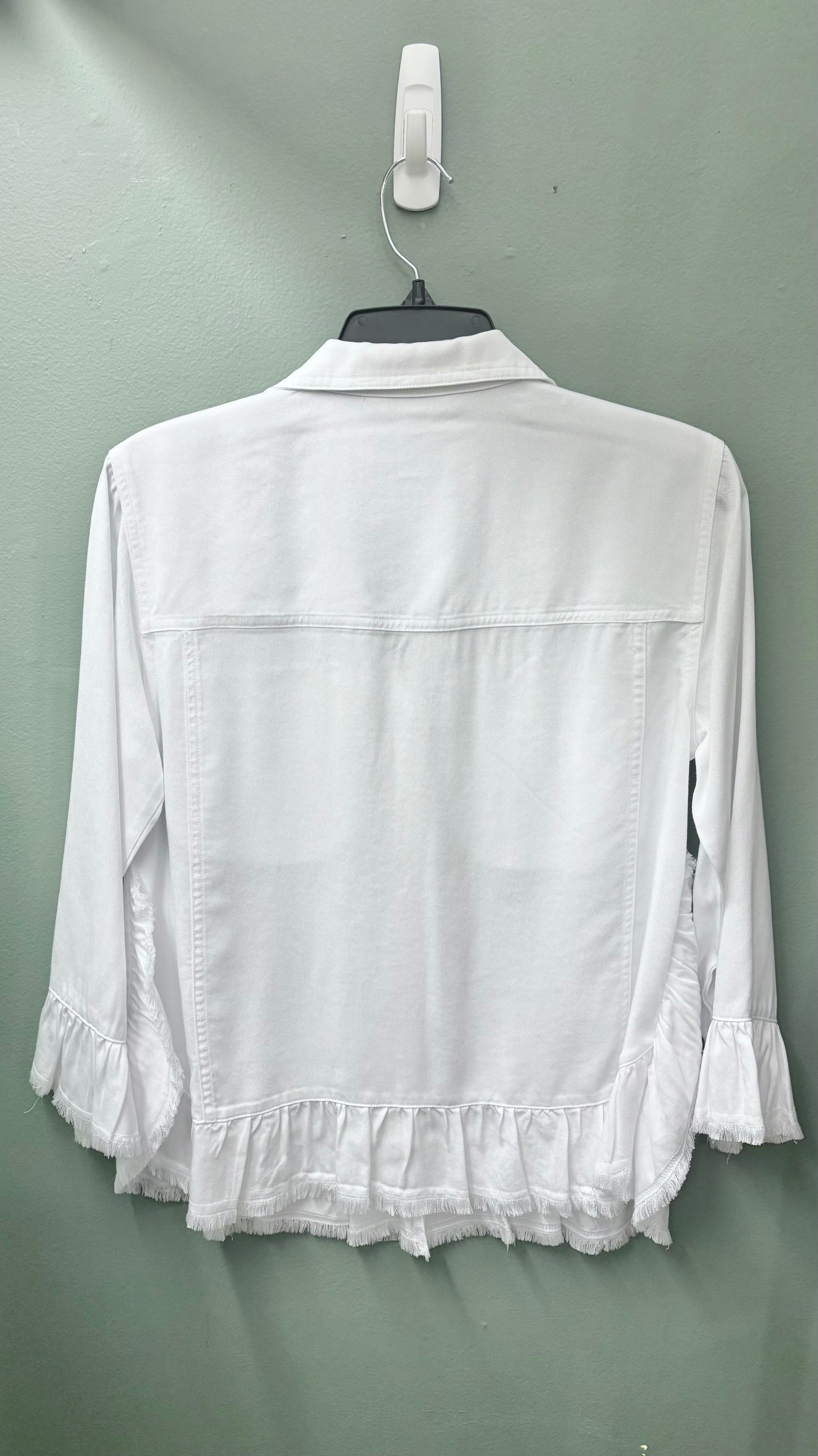 * Multiples White Ruffle Jacket Top
