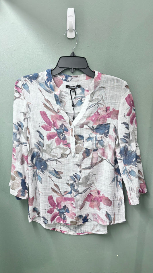 * Charlie B Pink Floral Gauzy Top