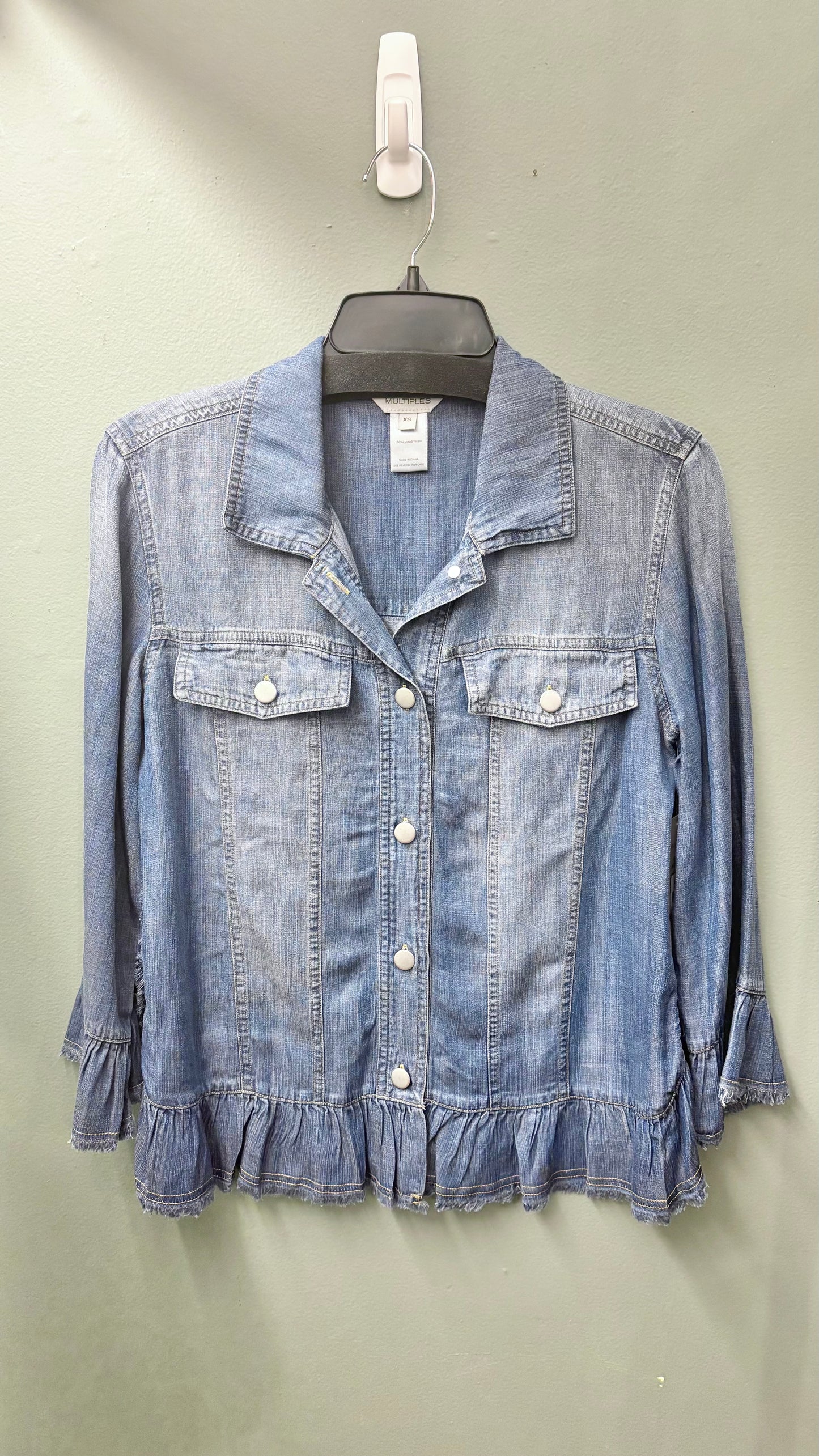 * Multiples Ruffle Jacket Top