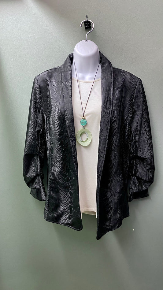 Multiples Scale Print Open Front Jacket