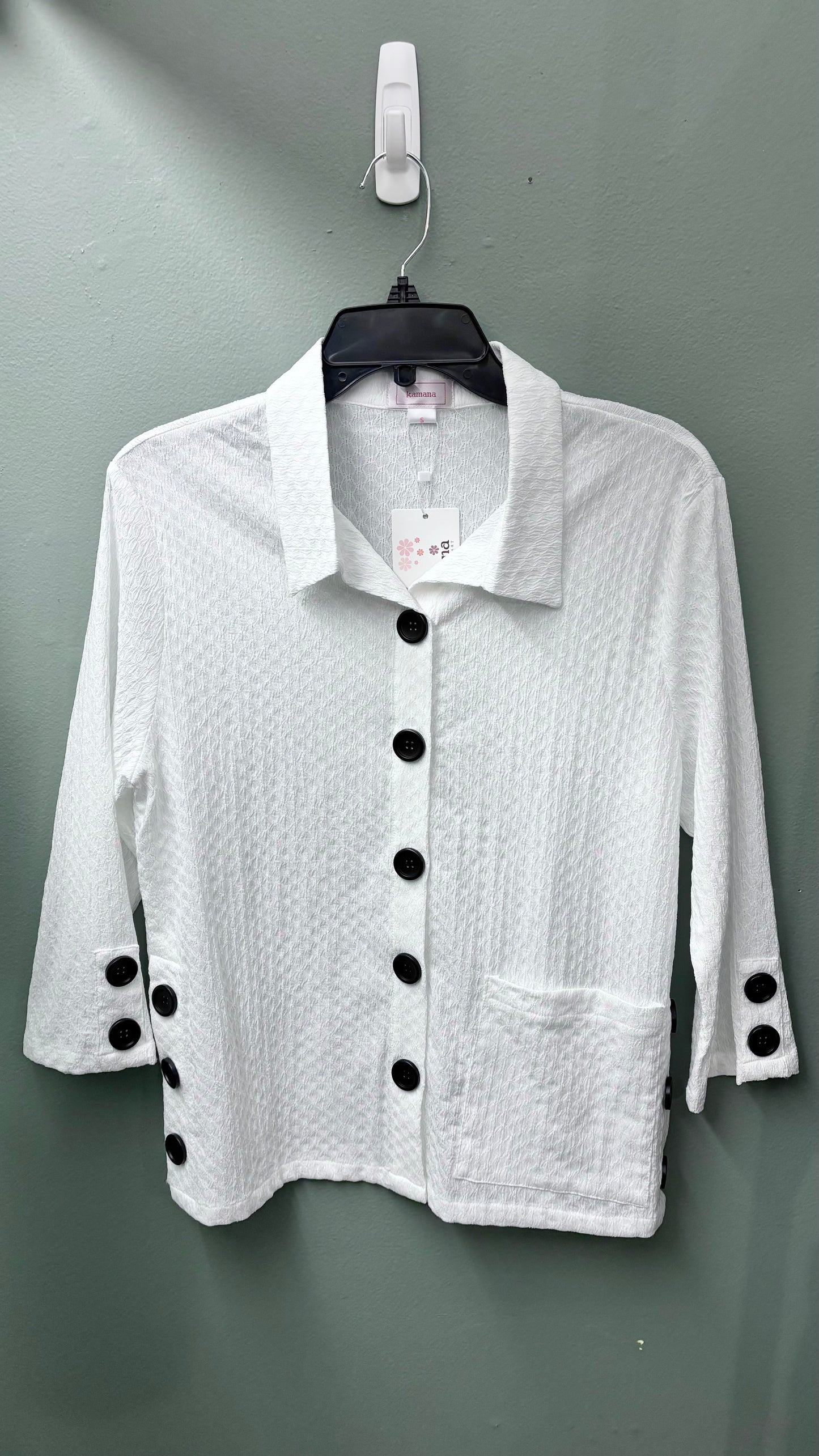* Kamana White Jacket Top with Black Buttons